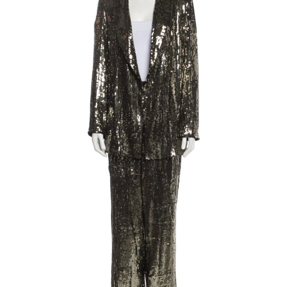 Alice + Olivia Black Sequin Pantsuit